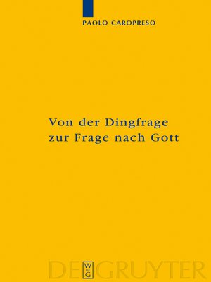 cover image of Von der Dingfrage zur Frage nach Gott